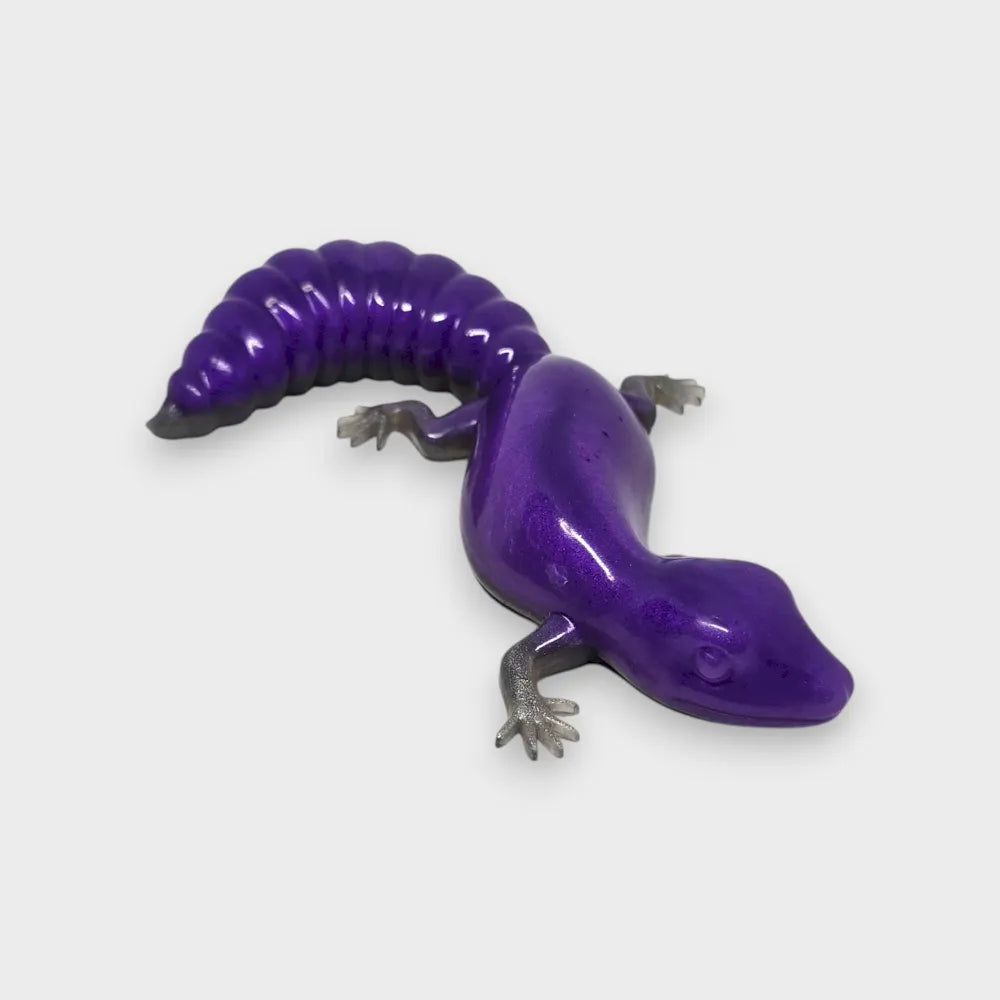 Lézard Gecko Violet Étincelant Résine Epoxy
