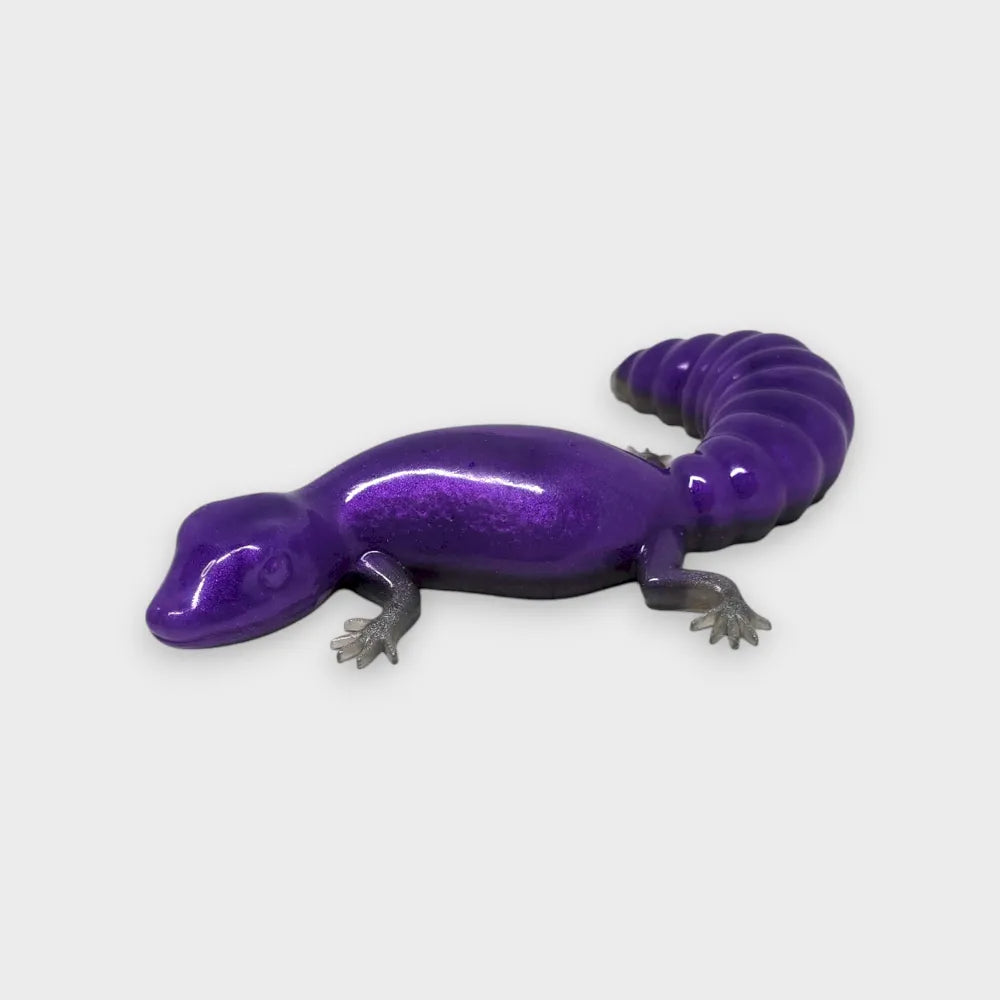 Lézard Gecko Violet Étincelant Résine Epoxy